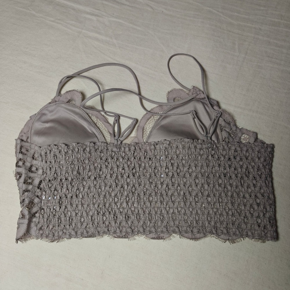 Zenana Floral Lace Bralette Ash Mocha Longline Removable Pads boho 3X - Picture 2 of 10